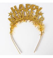 Yılbaşı Happy New Year Metalik Altın Taç