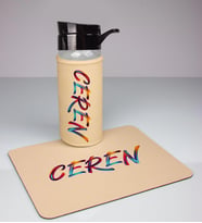 Kişiye Özel Tipografik Tasarım Cam Matara Ve Mousepad Ofis Seti 94380