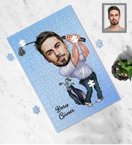 Kişiye Özel Golfçü Karikatürlü A4 99 Parça Puzzle Bay-3