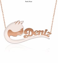 Kişiye Özel Kedi Rose Gümüş Kolye