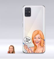 BK Gift Kişiye Özel Bayan Kolay Yetişmiyor Karikatürlü Samsung Galaxy A51 İnce Şeffaf Silikon Telefon Kapağı-7 (Beyaz)