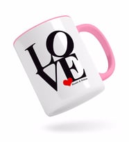 BK Gift Kişiye Özel Love Tasarımlı Pembe Kupa Bardak-1
