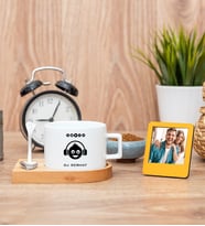 Emoji Tasarım Fincan ve Turuncu Mini Fotoğraf Çerçevesi