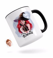 BK Gift Kişiye Özel Kadın Cadı Karikatürlü Siyah Kupa Bardak-2