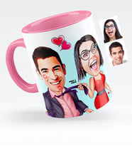 BK Gift Kişiye Özel Sevgililer Karikatürlü Pembe Kupa Bardak  4