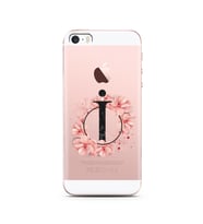 Pembe Çiçekli Harf Tasarım Süper Şeffaf Silikon Telefon Kılıfı İphone 5/5s İ-Har