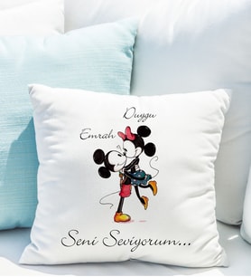 Kişiye Özel Mickey ve Minnie Mouse Yastığı