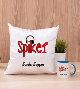 Spiker Kare Yastık ve Mavi Kupa Bardak