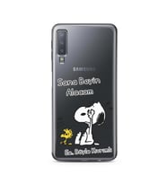Snoopy Tasarımlı Süper Şeffaf Silikon Telefon Kılıfı Samsung A7 (2018)