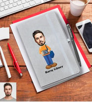 Kişiye Özel Fotoğrafçı Karikatürlü Gri Defter Kalem Hediye Seti Bay-1