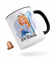 BK Gift Kişiye Özel Kadın Diş Hekimi Karikatürlü Siyah Kupa Bardak-2