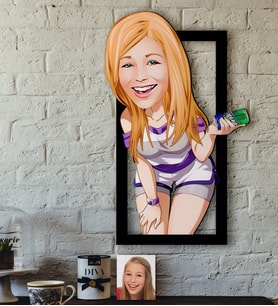 BK Gift Kişiye Özel Bayan Karikatürlü 3D Ahşap Tablo-36