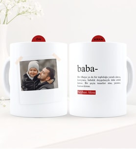 BK Gift Kişiye Özel Fotoğraflı Baba Anlamı Beyaz Kupa Bardak - 2