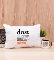 Dost Kelime Anlamı Dikdörtgen Yastık ve Siyah Kupa Bardak