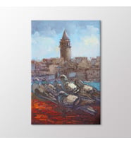 Arty Tablo Galata ve Güvercinler Tablo (Karışık)