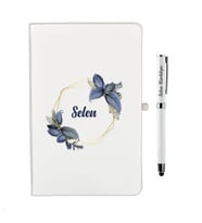 İsme Özel Çiçekli Çerçeve Defter Kalem Seti