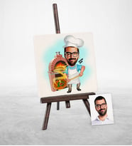 BK Gift Kişiye Özel Bay Kebapçı Karikatür Şovaleli Doğal Taş  1