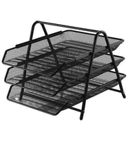 3 Lü Siyah Evrak Rafı - Dosyalık - 3 Katlı Evrak Rafı - Metal Evrak Rafı
