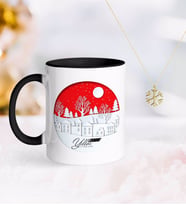 BK Gift Kişiye Özel Yılbaşı Mutlu Yıllar Siyah Kupa ve Kar Tanesi Kolye-24 (Model 1)