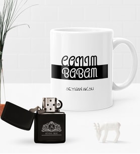 BK Gift Kişiye Özel Canım Babam Benzinli Çakmak ve Kupa Seti-3 (Model 1)
