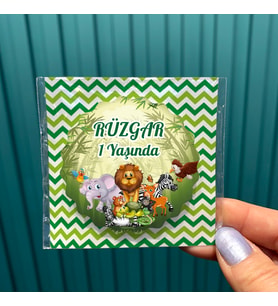 AMBALAJLI Magnet Hediyelik - Aslan Safari Temalı - Çocuk Doğum Günü, Hoşgeldin Bebek Hatırası