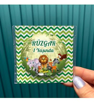 AMBALAJLI Magnet Hediyelik - Aslan Safari Temalı - Çocuk Doğum Günü, Hoşgeldin Bebek Hatırası