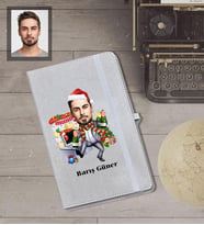 Kişiye Özel Yılbaşı Erkek Karikatürlü Gri Defter Model-4