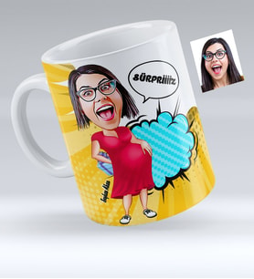 BK Gift Kişiye Özel Bebek Sürprizi Karikatürlü Beyaz Kupa Bardak  1