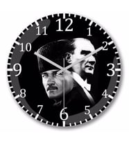 Atatürk    Duvar Saati Bombeli Gercek Cam