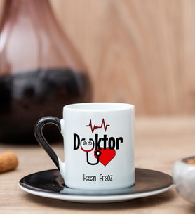 Doktora Hediye Siyah Türk Kahvesi Fincanı
