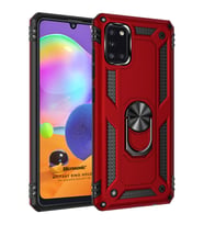 Microsonic Samsung Galaxy A31 Kılıf Military Ring Holder Kırmızı