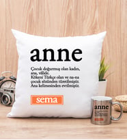 Anne Kelime Anlamı Yastık ve Silver Kupa Bardak
