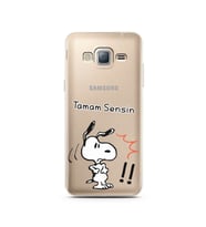 Snoopy Tasarımlı Süper Şeffaf Silikon Telefon Kılıfı Samsung J3 (2016)
