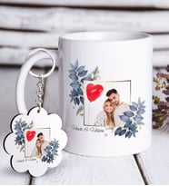 BK Gift Kişiye Özel İsimli Fotoğraflı Beyaz Kupa ve Anahtarlık Hediye Seti-33 (Model 1)