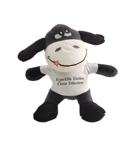Eşşeklik Ettim Yazılı T-shirt Peluş Eşek (Siyah)