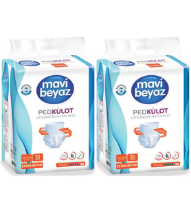 Mavi Beyaz Ped Emici Külot Hasta Bezi XL Ekstra Büyük 60 Adet