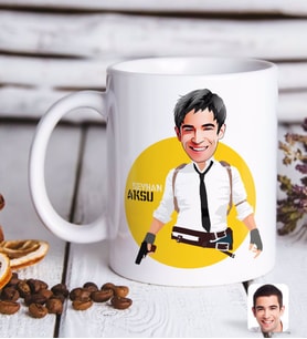 BK Gift Kişiye Özel Erkek PUBG Karikatürlü Beyaz Kupa Bardak-8
