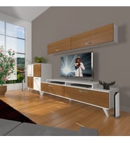 Decoraktiv Ekoflex 6y Slm Retro Tv Ünitesi Tv Sehpası (Beyaz - Ceviz)