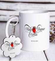 BK Gift Kişiye Özel Mesleki Kalp Damar Cerrahi Beyaz Kupa ve Anahtarlık Hediye Seti-3 (Model 1)