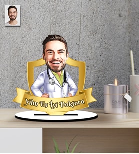 Kişiye Özel Doktor Temalı Hediye Karikatür Ahşap Biblo