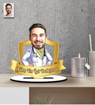 Kişiye Özel Doktor Temalı Hediye Karikatür Ahşap Biblo