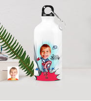 BK Gift Kişiye Özel Erkek Çocuk Kaptan Amerika Karikatürlü Metal Suluk 500 Ml 1