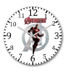 Iron Man Duvar Saati Bombeli Gercek Cam