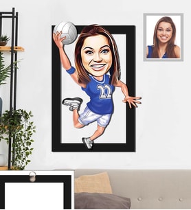 Kişiye Özel Sporcu Karikatürlü 3D Ahşap Tablo 30x47 Bayan-2