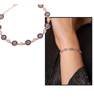 Mavi-Beyaz Zirkon Taşlı Çiçek Tasarım Tam Tur Rose 925 Ayar Gümüş Kadın Bileklik (Çok Renkli)