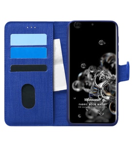 Microsonic Samsung Galaxy S20 Ultra Kılıf Fabric Book Wallet Lacivert