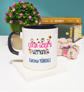 Çocuk Gelişimi Uzmanı Tasarımlı Kişiye Özel Hediye Çocuk Gelişimi Uzmanı Kupa Bardak Siyah