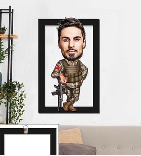 Kişiye Özel Asker Karikatürlü 3D Ahşap Tablo 30x47 Bay-1