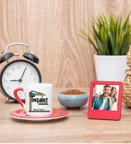 İnşaat Teknikeri Kırmızı Kahve Fincanı ve Kırmızı Mini Fotoğraf Çerçevesi
