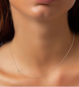 Papatya Silver A Harfi Asimetrik Zincir Kolye Rose Altın Kaplama 925 Ayar Gümüş